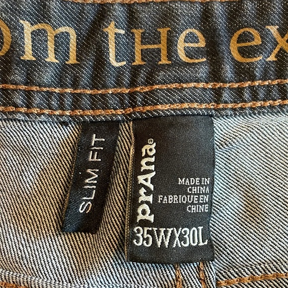 PrAna Men’s Dark Grey Wash Bridger Slim Fit Stretch Denim Jeans size 35 x 30 - Picture 6 of 7